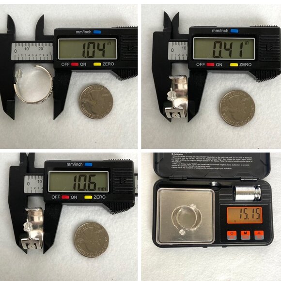 VTG Sterling Silver 925 Taxco Mexico Infinity 10MM Wide 1" Hoop Earrings - Picture 10 of 16